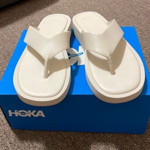 Beige Platform Thong Sandals